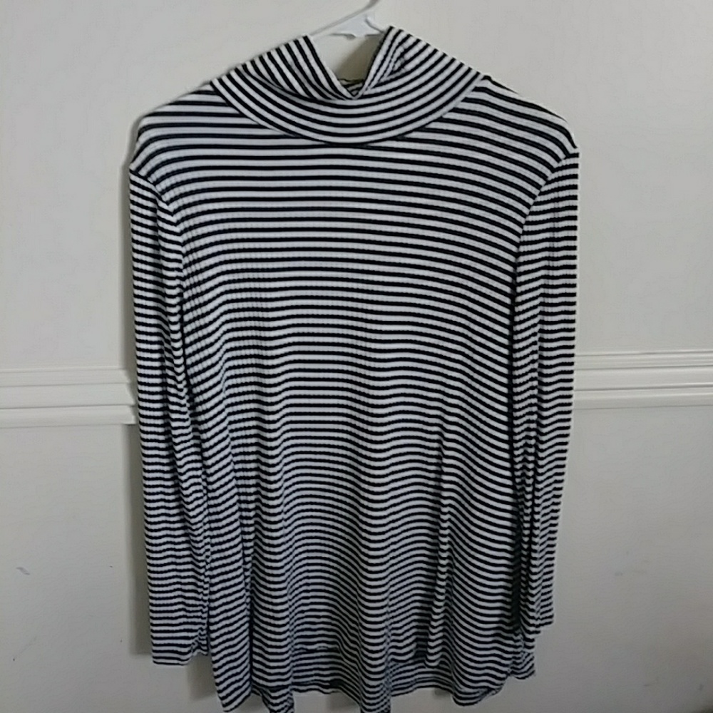 Green striped turtle neck